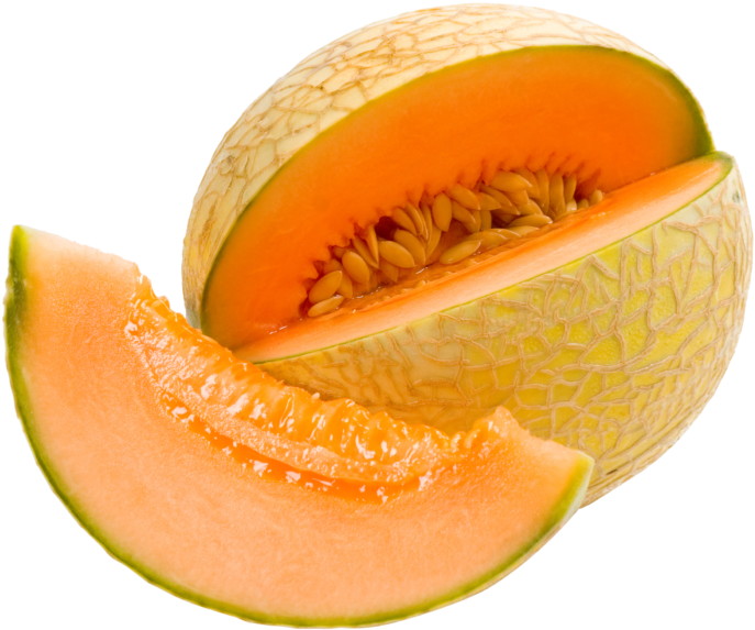 Fresh Cantaloupe Sliceand Section