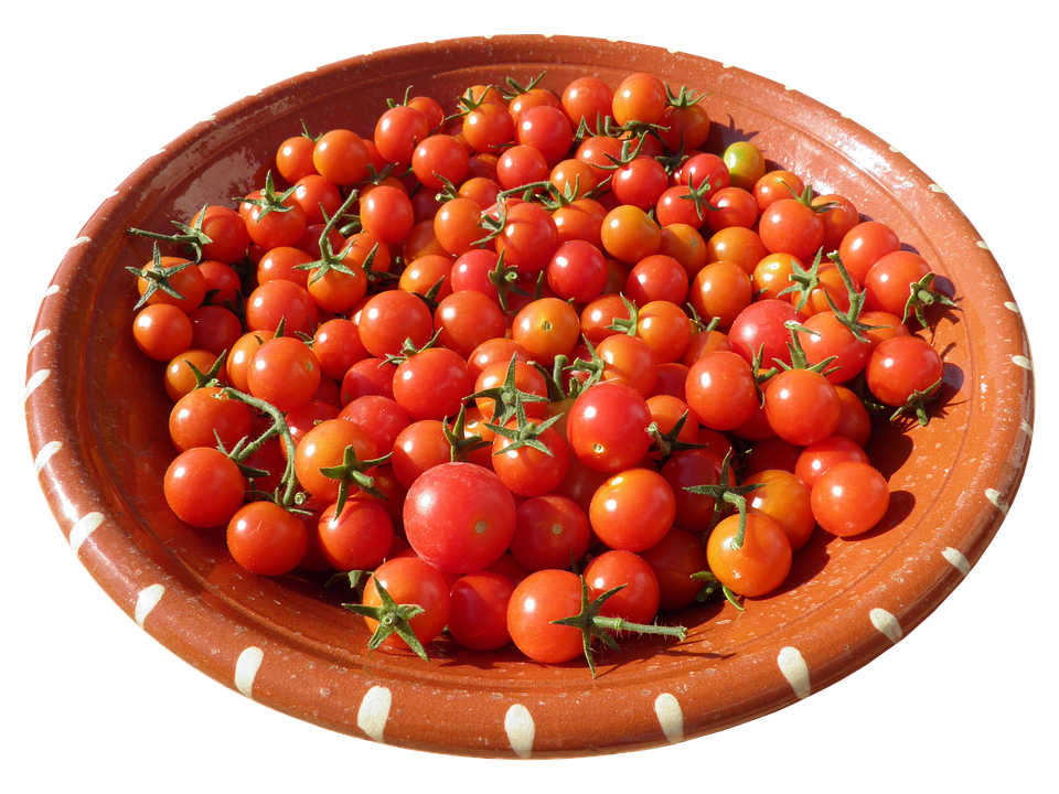 Fresh Cherry Tomatoesin Clay Bowl