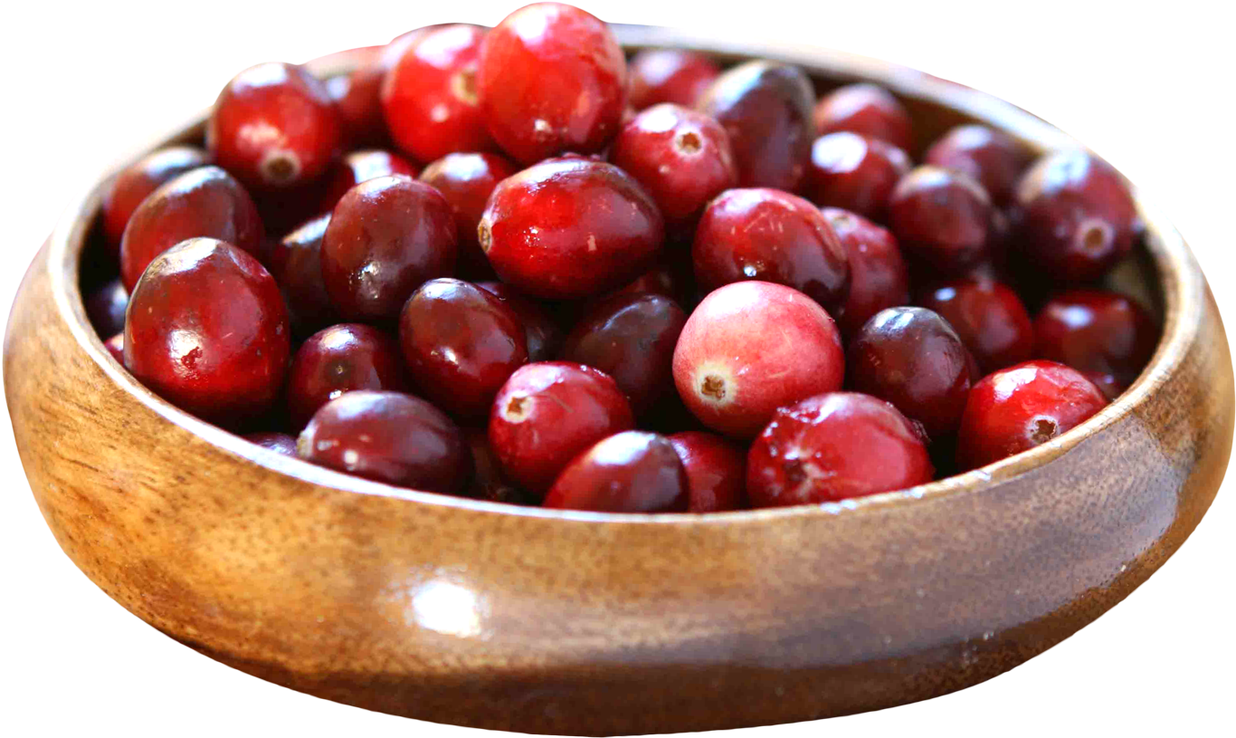 Fresh Cranberriesin Wooden Bowl