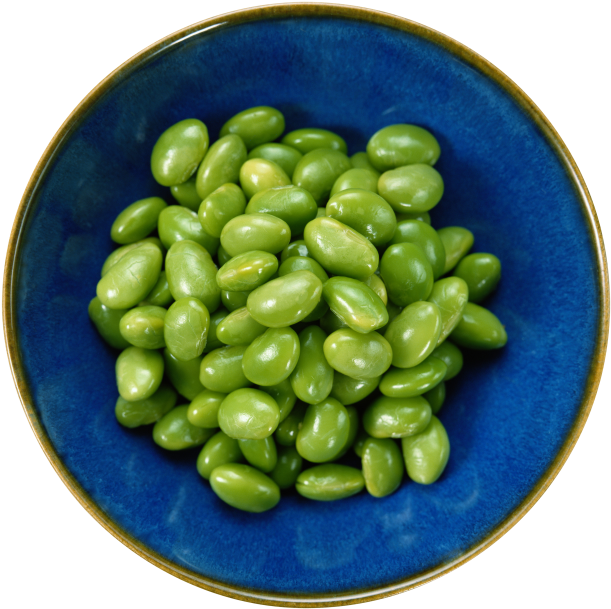 Fresh Edamame Beansin Blue Bowl