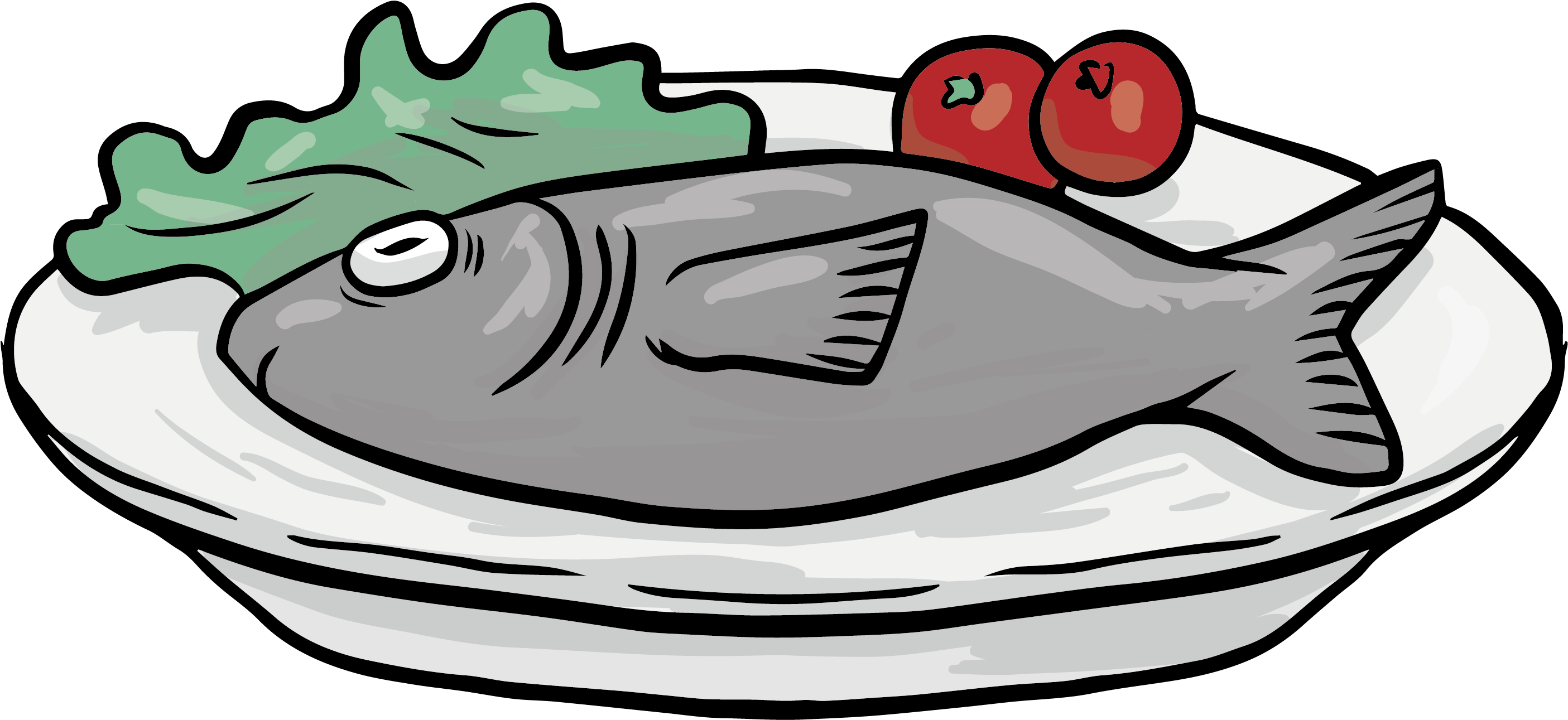 Fresh Fishon Plate Illustration