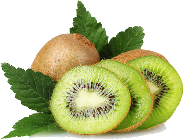 Fresh Kiwi Fruitand Sliceswith Leaves