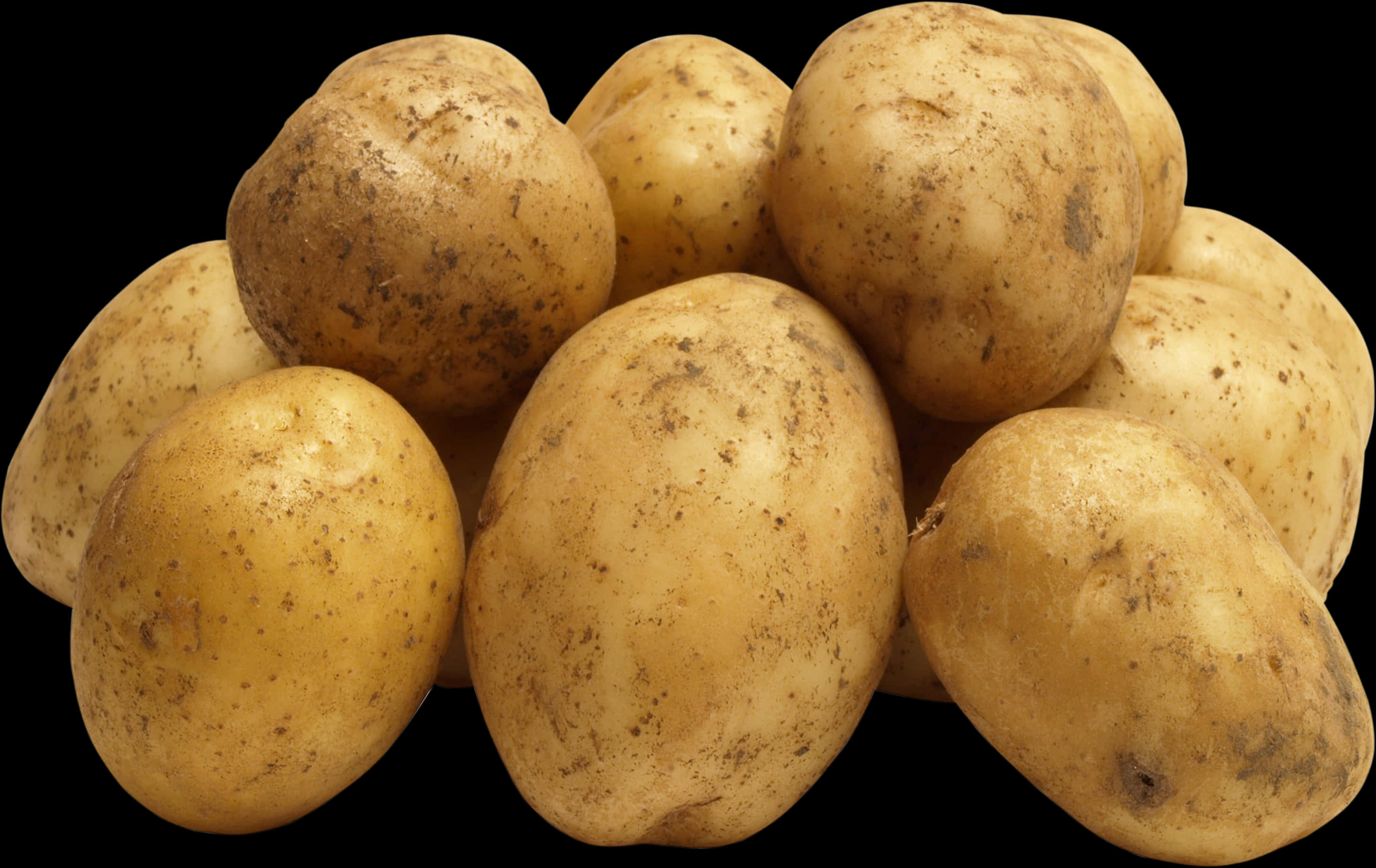 Fresh Organic Potatoes Black Background