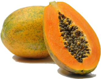 Fresh Papaya Fruit Half Cut Transparent Background