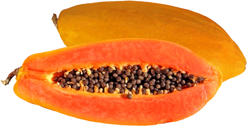 Fresh Papaya Halved Transparent Background