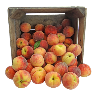 Fresh Peachesin Wooden Crate