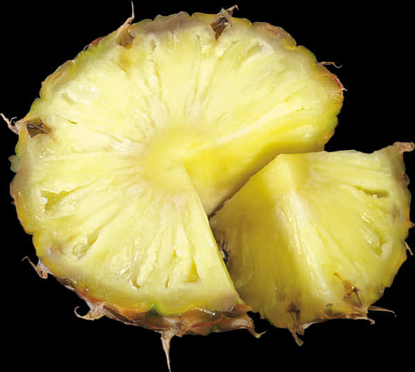 Fresh Pineapple Slice Black Background