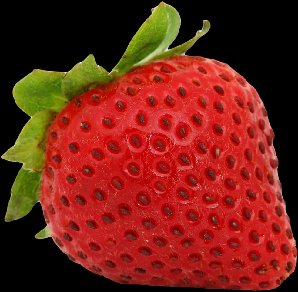 Fresh Red Strawberry Black Background