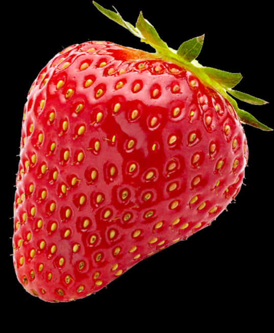 Fresh Red Strawberry Black Background