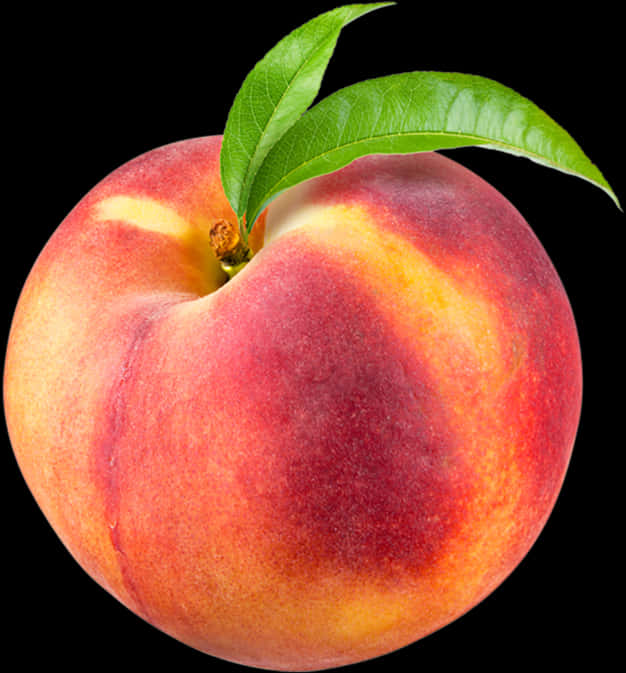 Fresh Ripe Peach Black Background