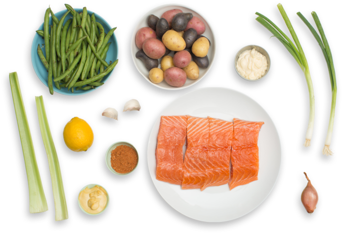 Fresh Salmonand Vegetables Ingredients Layout