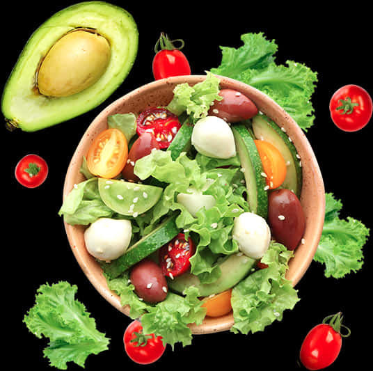 Fresh Vegetable Salad Bowl Avocado Tomatoes