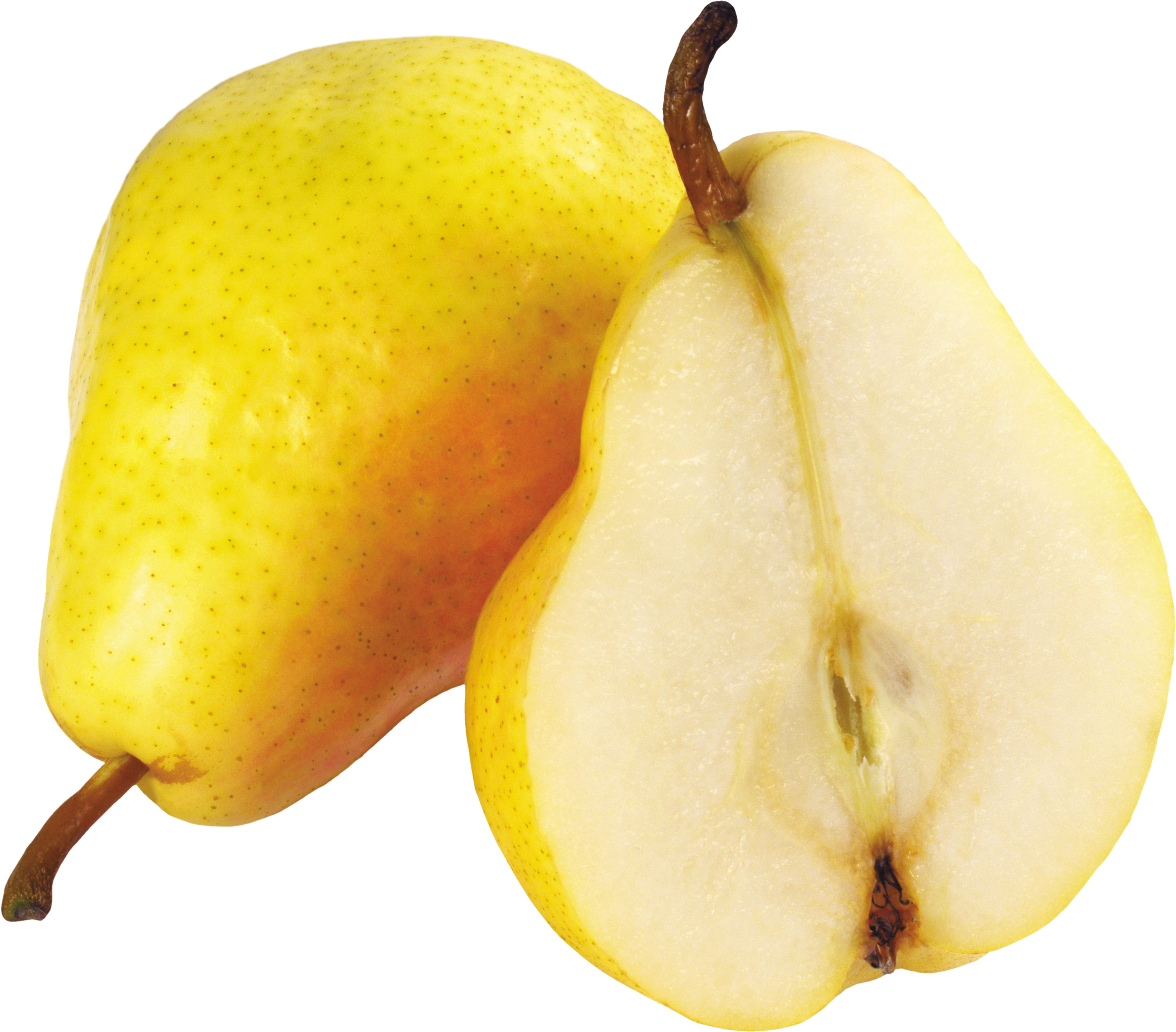 Fresh Yellow Pear Half Cut Transparent Background