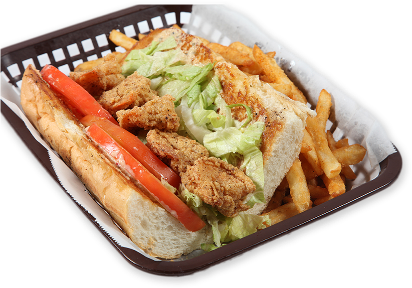 Fried Fish Po Boy Sandwich With Fries