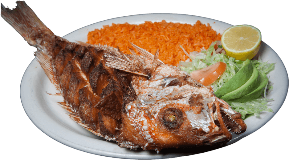 Fried Fish With Riceand Salad