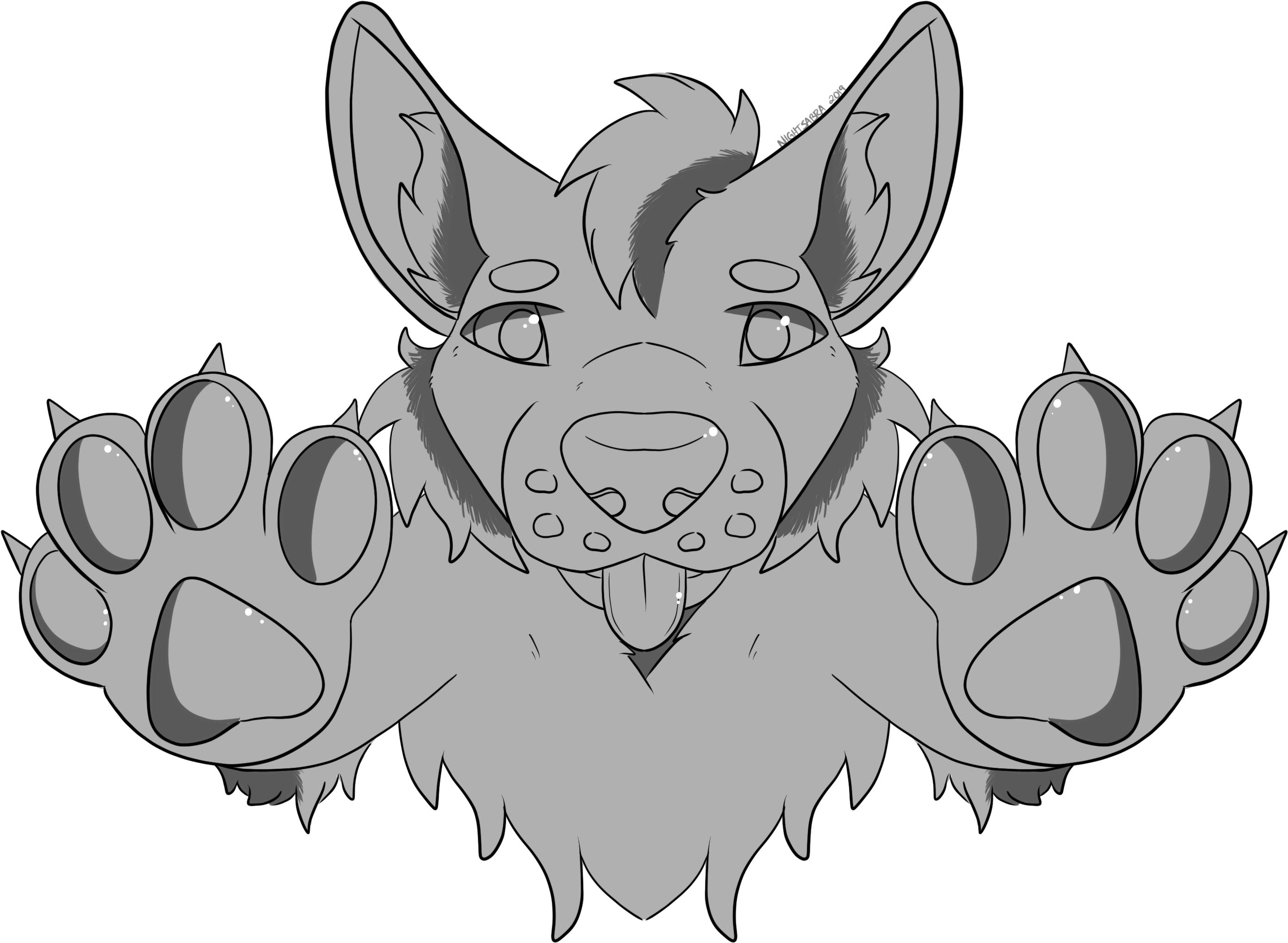 Friendly Cartoon Wolf Lineart