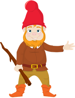 Friendly Gnome Character Red Hat Orange Boots