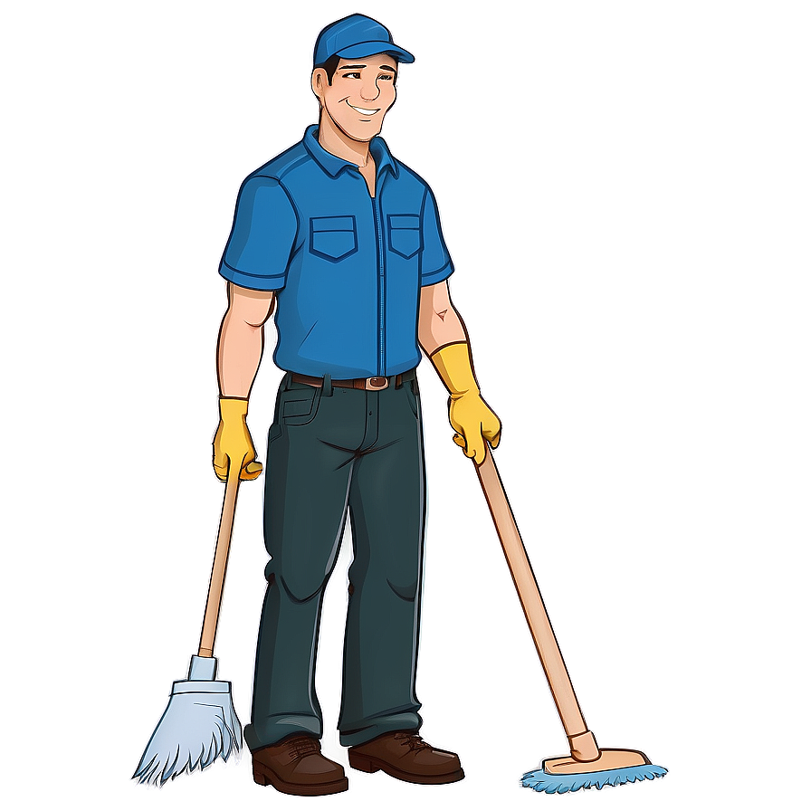 Friendly Janitor Cartoon Png Nqt4