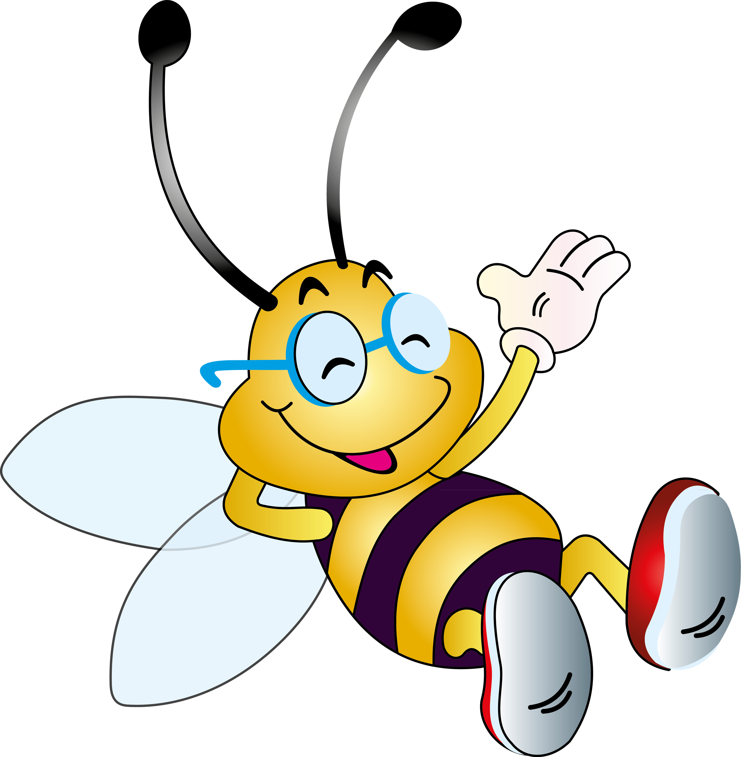 Friendly Waving Bee Clipart