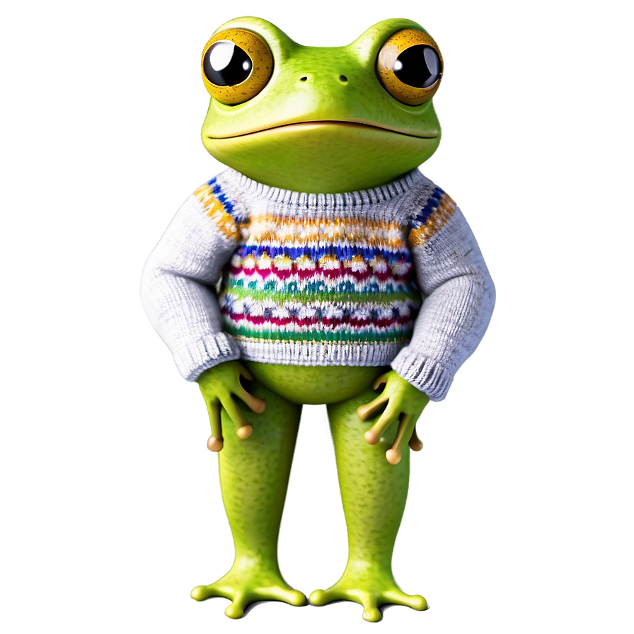 Frog In Sweater Cute Png 60