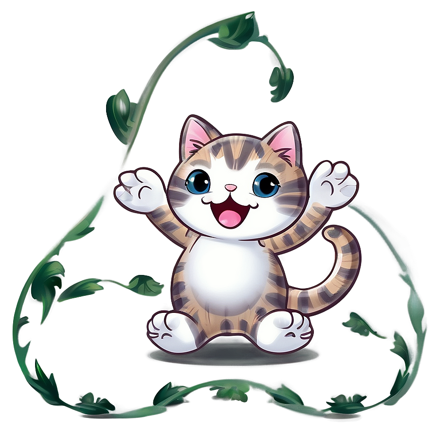 Frolicking Kawaii Cat Design Png 06242024