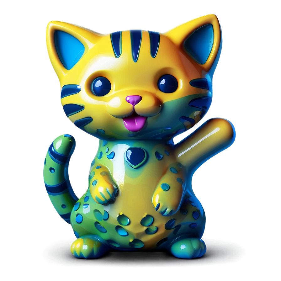 Frolicking Kawaii Cat Design Png 71