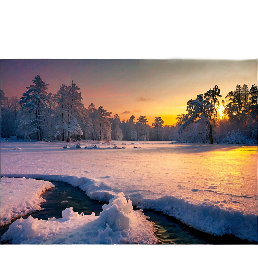 Frosty Winter Sunset Png Bvr3