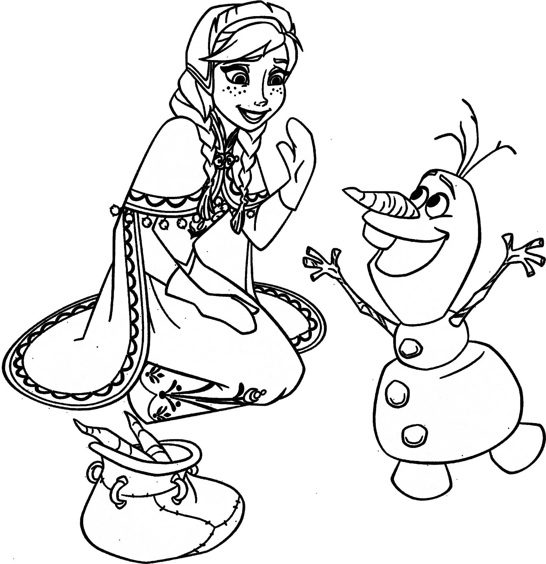 Frozen Annaand Olaf Coloring Page