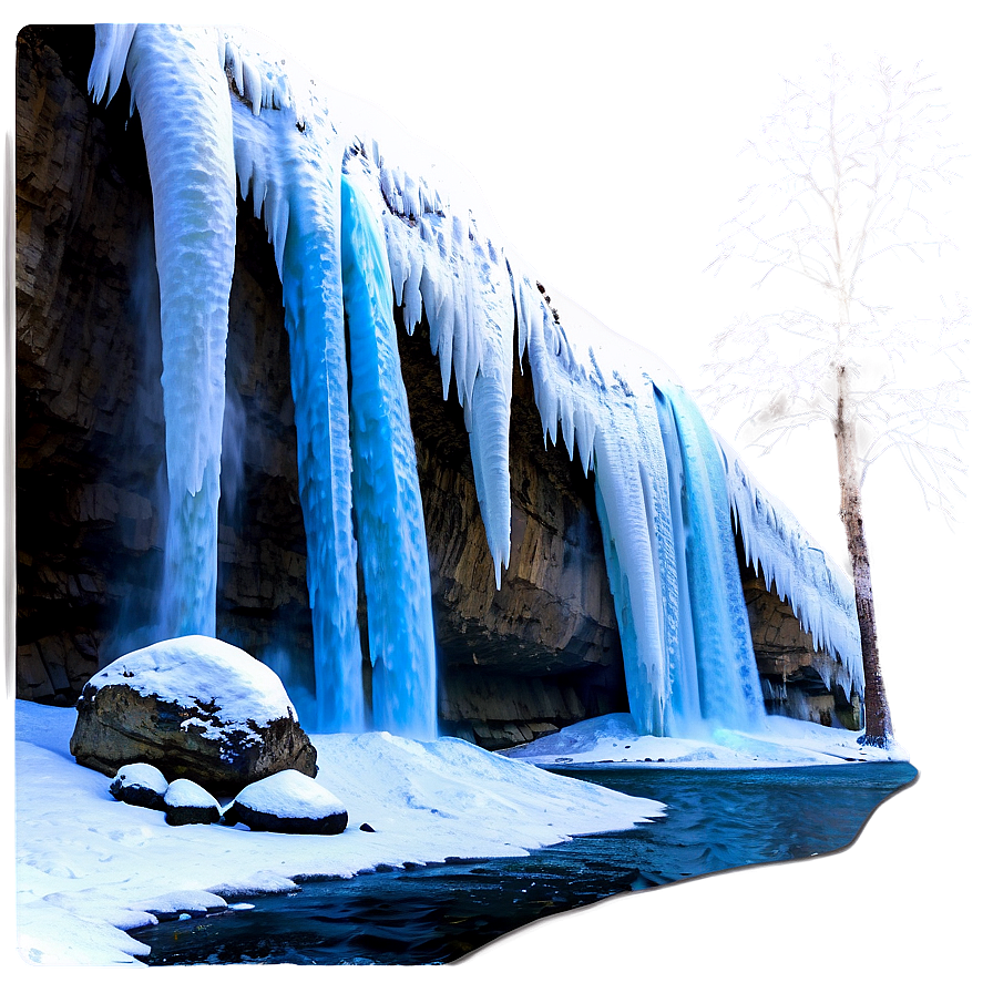 Frozen Waterfall Winter Scene Png 05212024