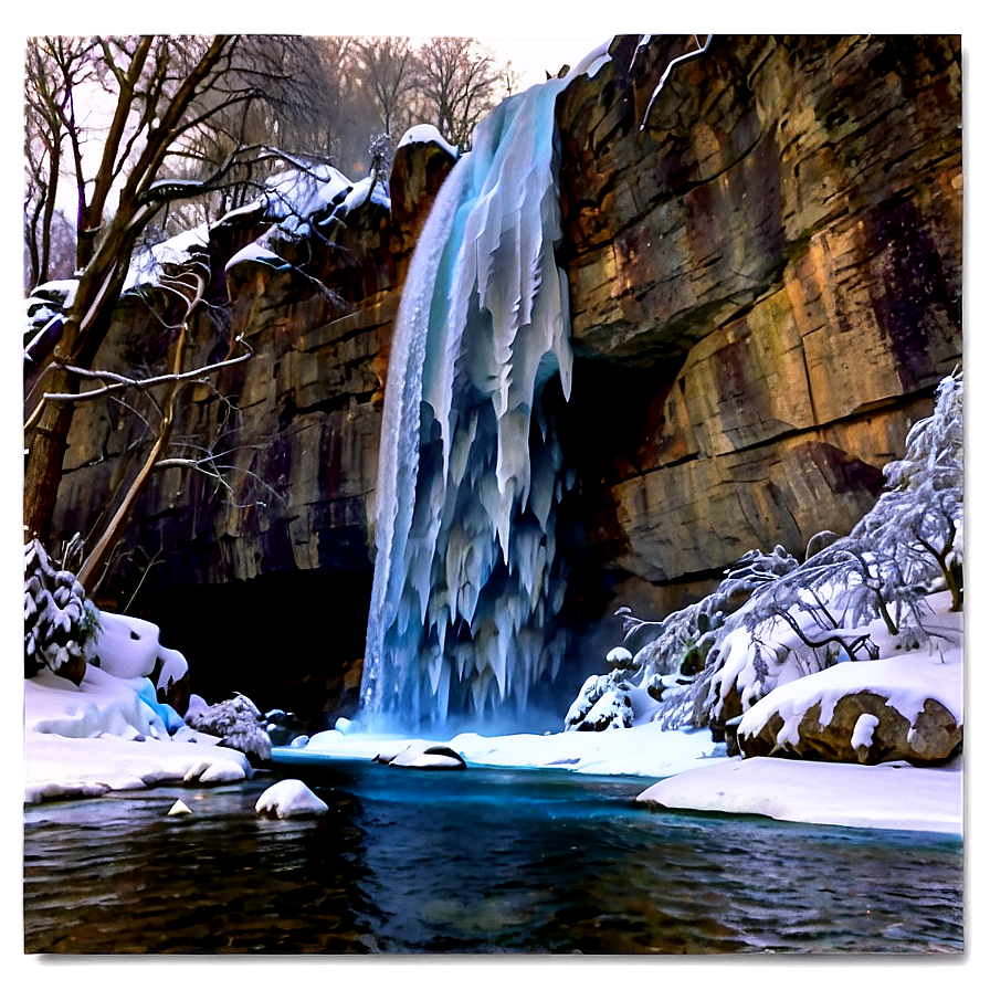 Frozen Waterfall Winter Scene Png 29