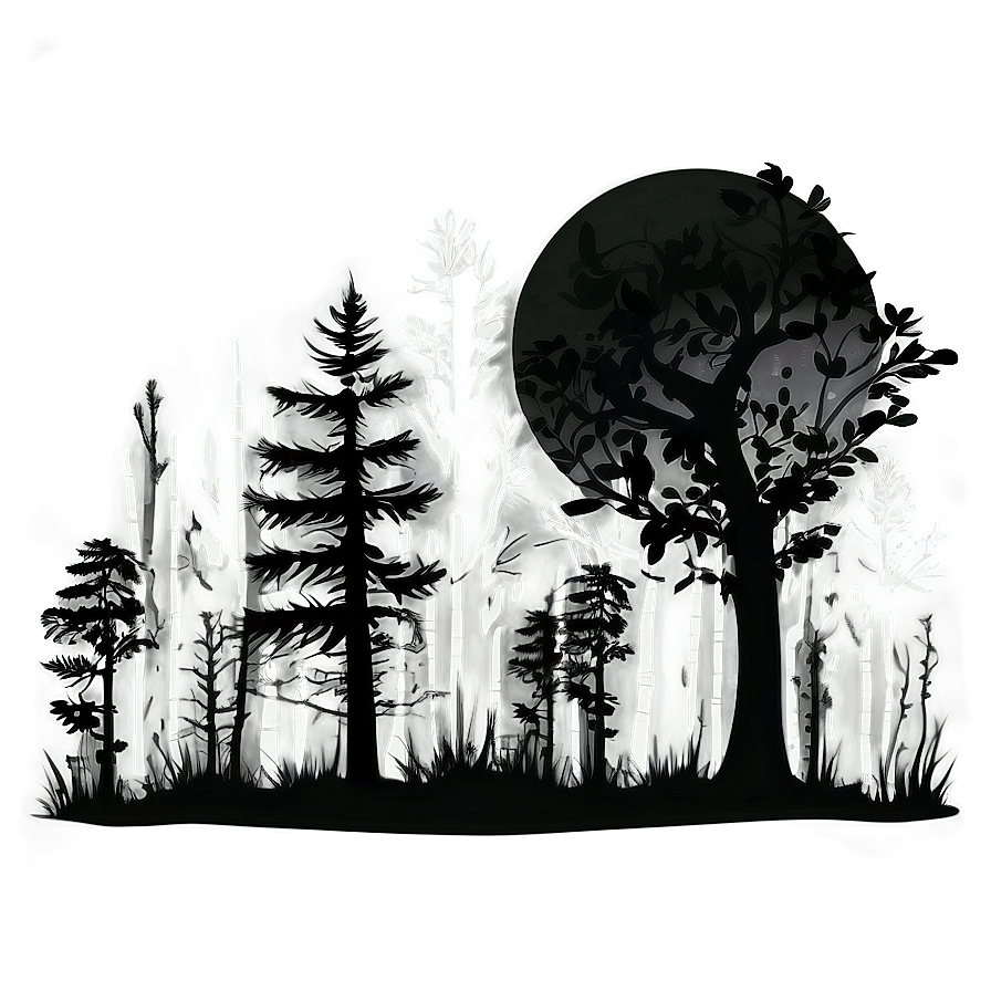 Full Moon Forest Silhouette Png 06262024