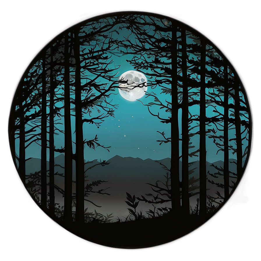 Full Moon Forest Silhouette Png 22