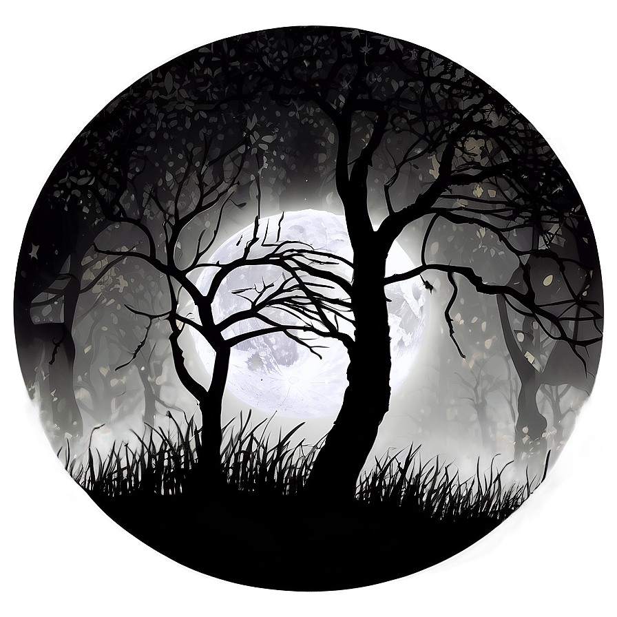 Full Moon Forest Silhouette Png Lvk98