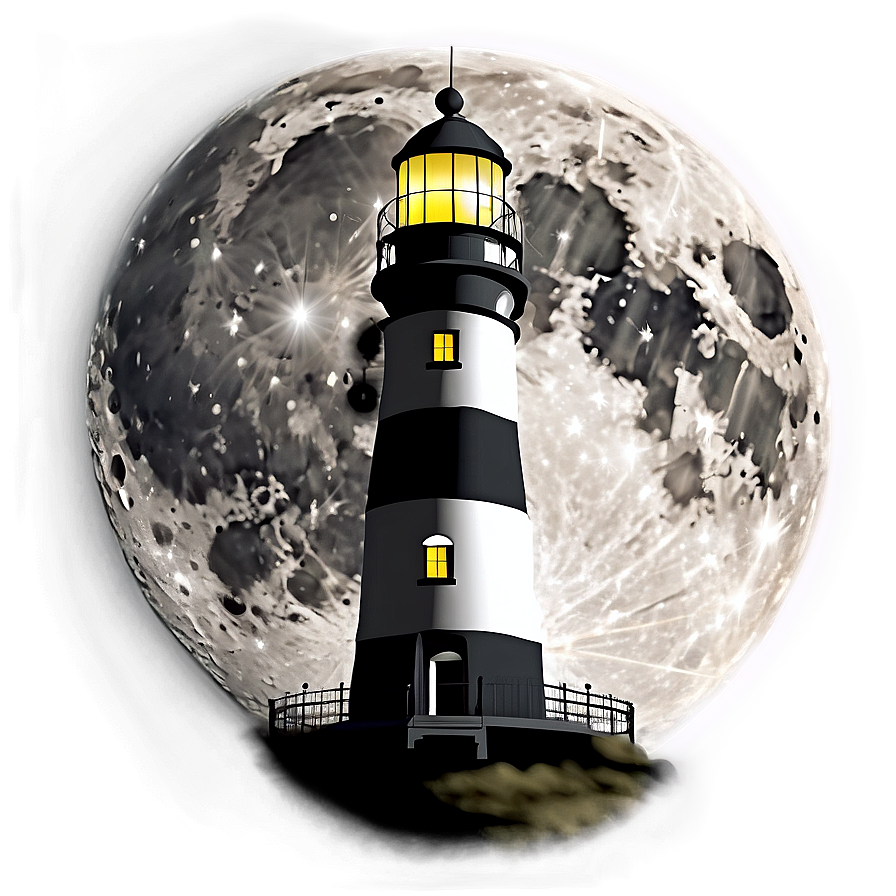 Full Moon Lighthouse Beam Png 05242024