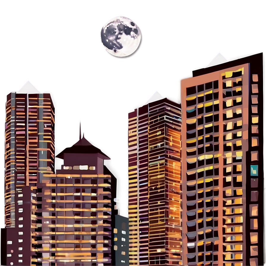 Full Moon Over Cityscape Png 1