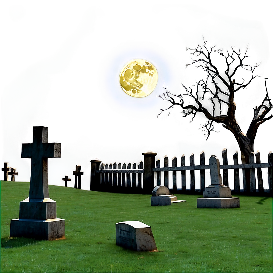 Full Moon Over Graveyard Png Uww1