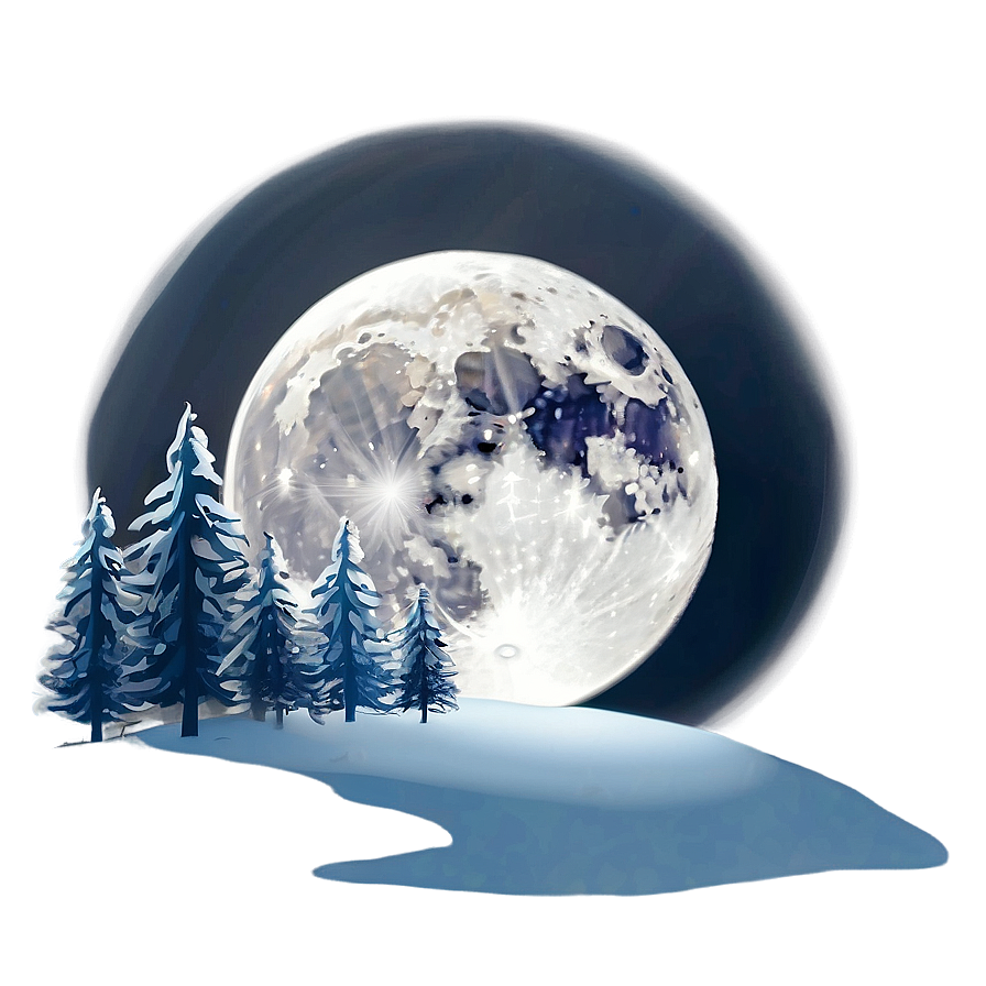 Full Moon Winter Night Png 16