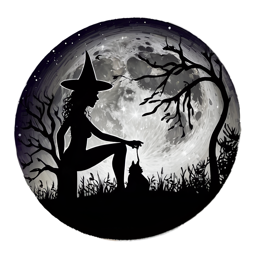 Full Moon Witch Silhouette Png Whe70