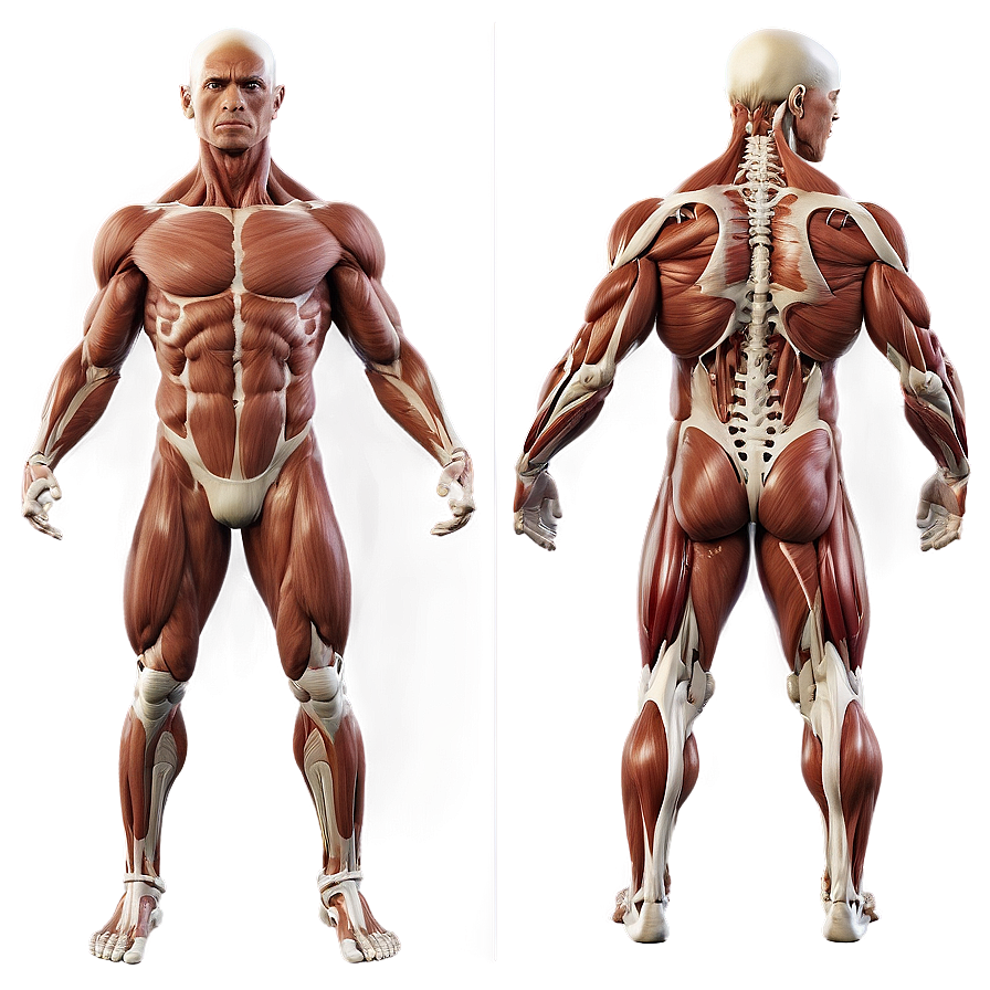 Full Muscular System Front And Back Png 06212024