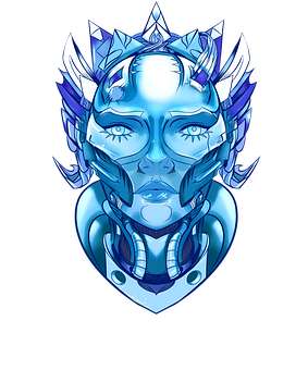 Futuristic Blue Robot Head Artwork