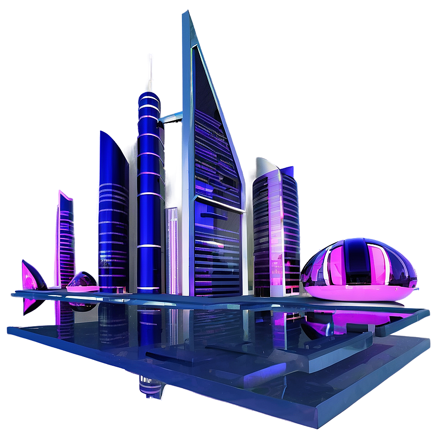 Futuristic Cityscape Visualization Png Jib