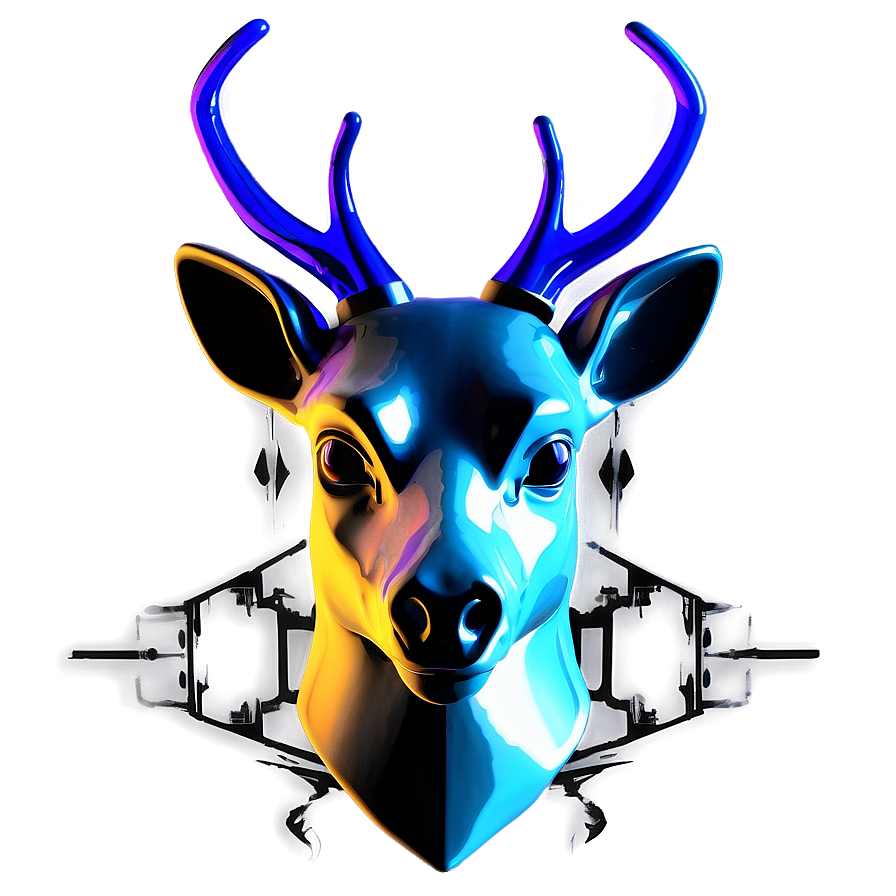 Futuristic Deer Head Cyber Art Png Wtb43