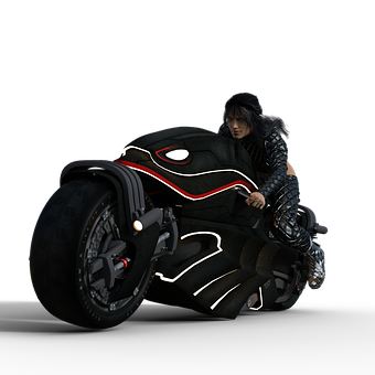 Futuristic Motorcycleand Rider