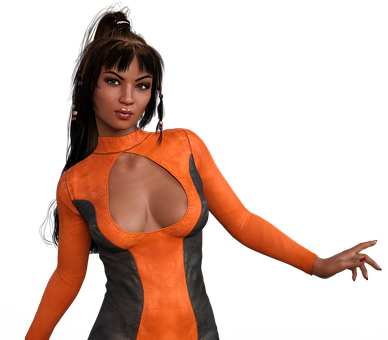 Futuristic Orange Dress3 D Model