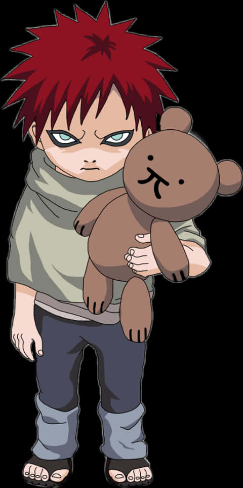 Gaara_ Holding_ Teddy_ Bear_ Anime_ Character