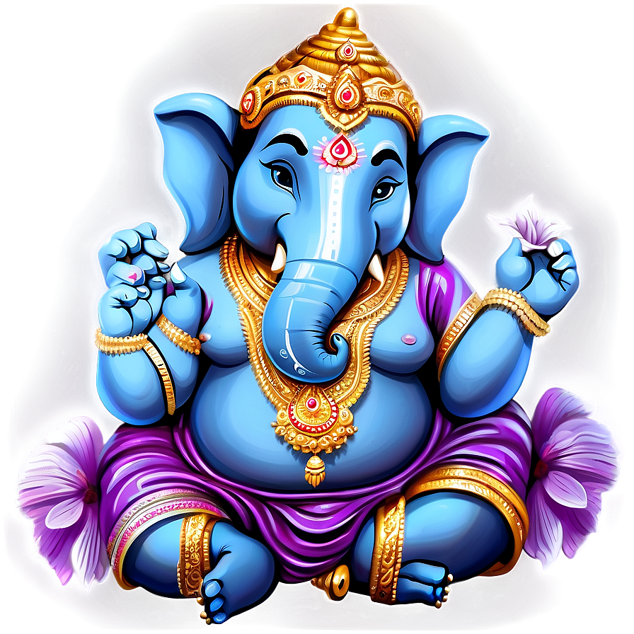 Ganesh With Floral Decoration Png 06202024