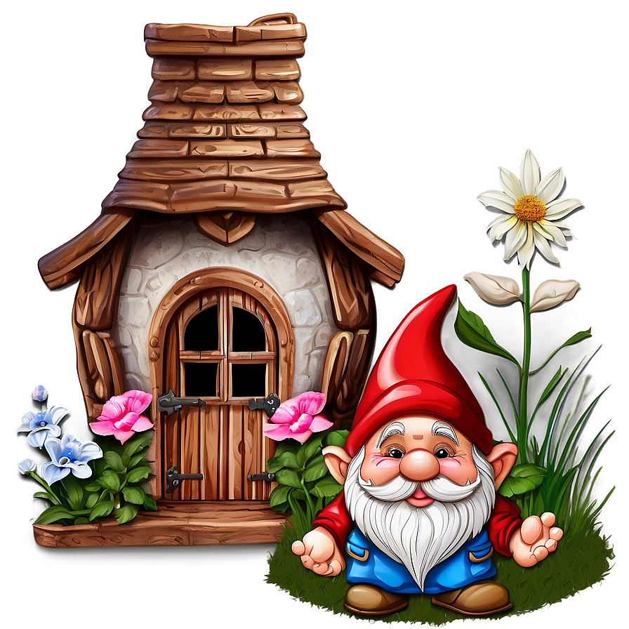 Garden Gnome With Gnome House Png 93