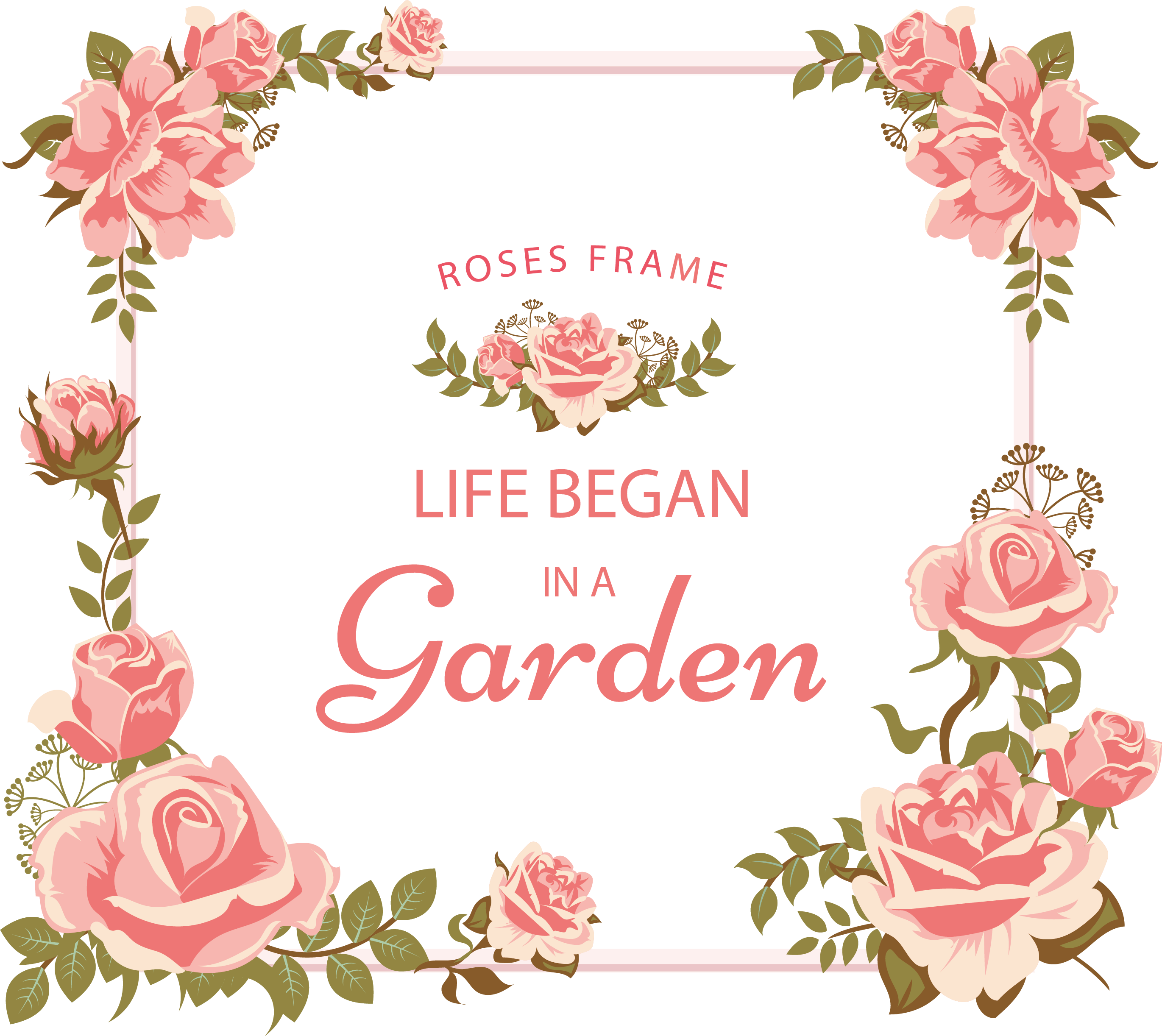 Garden Inspired Rose Frame Graphic