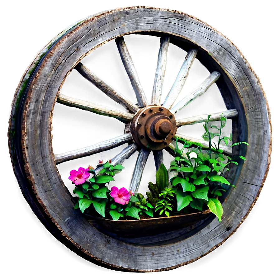 Garden Wagon Wheel Decor Png 06132024