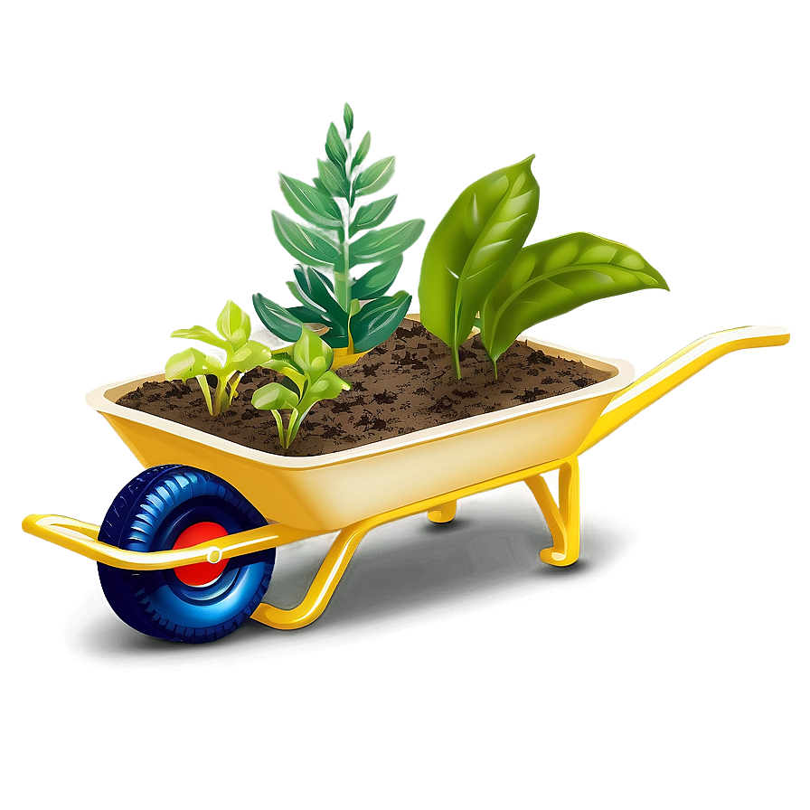 Garden Wheelbarrow With Plants Png Qby